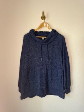 Blue Cowl Neck Pullover Sweatshirt size XXL